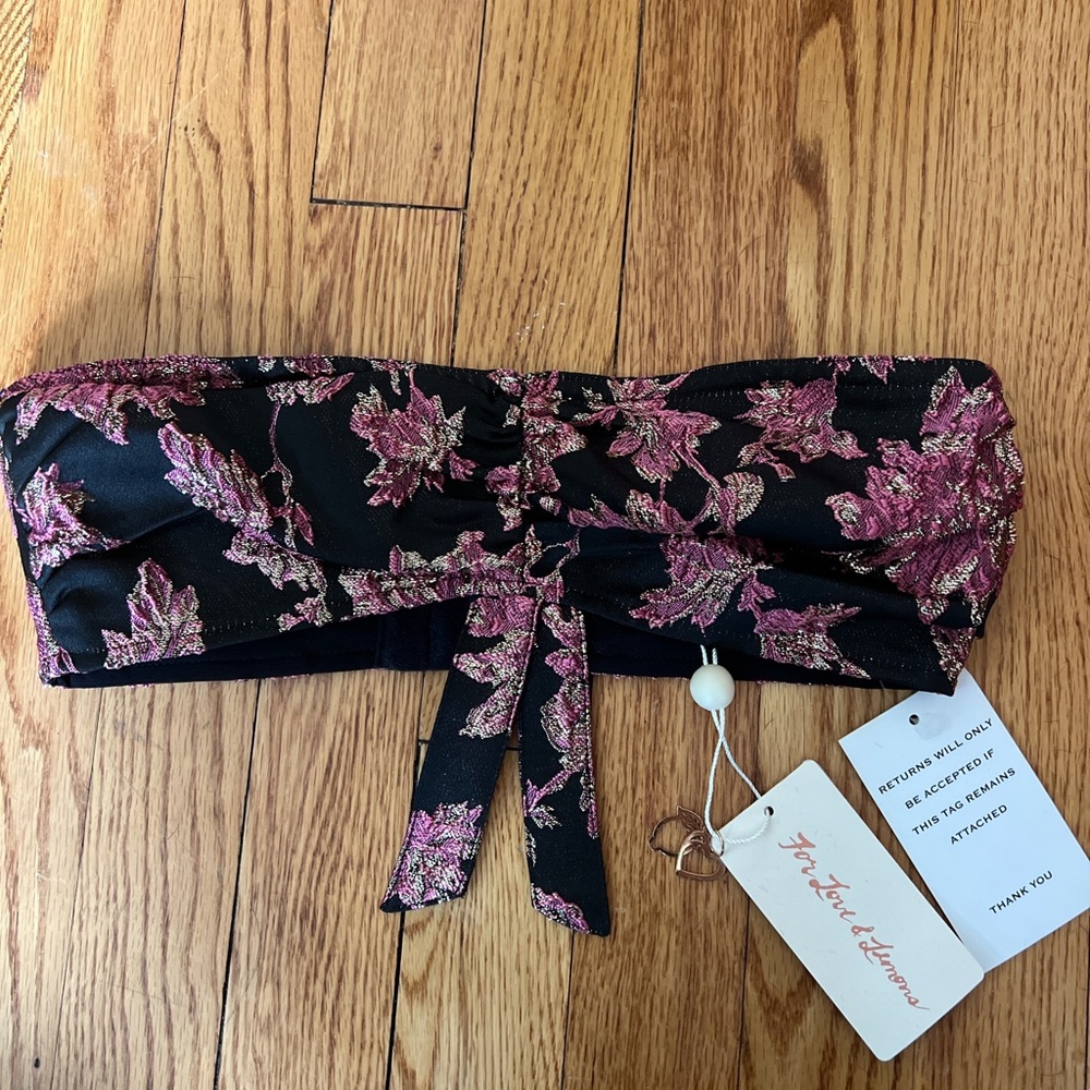 For Love And Lemons Black and Pink Floral Top